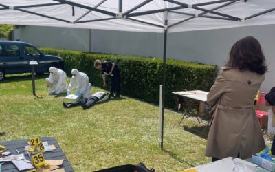 L’édition 2024 des Journées Nationales de l’Accès au Droit au tribunal judiciaire de Limoges : une scène de crime dans les jardins du tribunal.